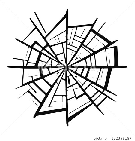 Surface with a broken glass-like texture. Create the impression of shattered or cracked glass. Vector illustration isolated on a white background Surface with a broken glass-like texture. Create the impression of shattered or cracked glass. Vector illustration isolated on a white background 122358187