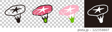 牽牛花圖標。夏天的花。植物學插圖。簡單的插圖資料。 122358607