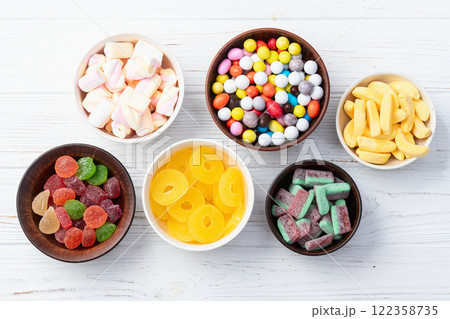 Mix of colorful candies . Top view Mix of colorful candies . Top view 122358735