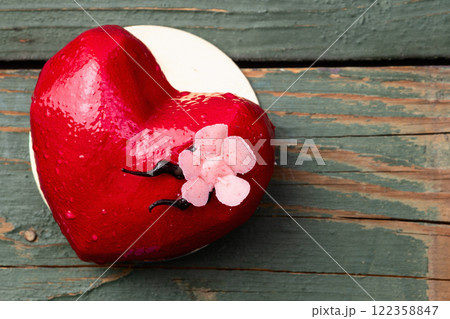 Valentine day and wedding sweet dessert . Two heart love cake 122358847