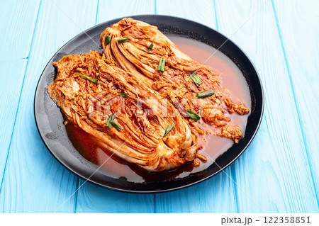 Traditional korean food kimchi photography . Top view 122358851