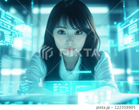 データを解析するデータサイエンティストの若い女性_6 122358905