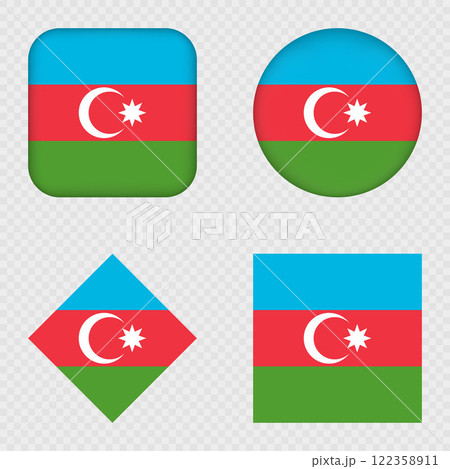 Azerbaijan Flag Icons Pack. Vector illustration. Azerbaijan Flag Icons Pack. Vector illustration. 122358911