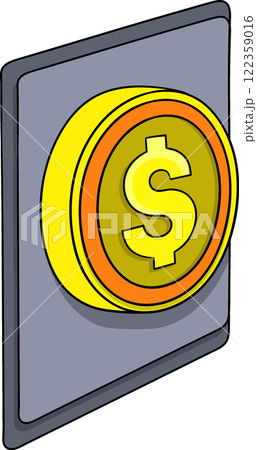 Golden Coin Icon with Dollar Symbol for Finance and Savings 122359016