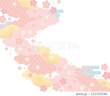 背景（和の春空）-雲桜の模様11-8ベク 122359160