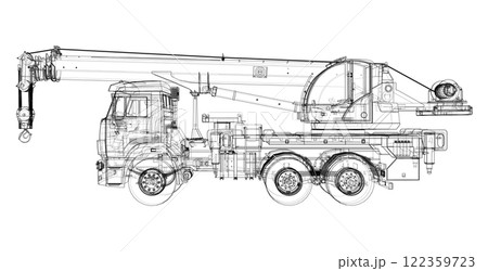 Car crane. Vector rendering of 3d Car crane. Vector rendering of 3d 122359723