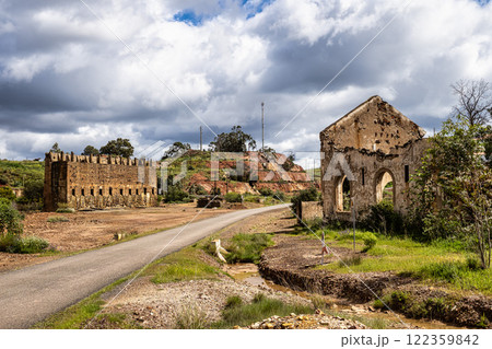 The abandoned Mine in Minas de Sao Domingos Village in Alentejo Portugal. The abandoned Mine in Minas de Sao Domingos Village in Alentejo Portugal. 122359842
