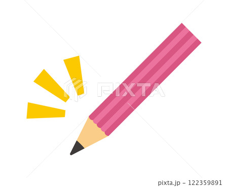 かわいい鉛筆のイラスト　文房具アイコン 122359891