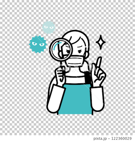 病気や衛生面の調査をする主婦のイメージイラスト 122360029