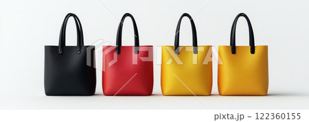 Colorful modern shopping bags lined up in a stylish display 122360155