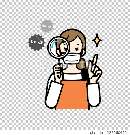 Illustration of a housewife investigating illnesses and hygiene 122360453