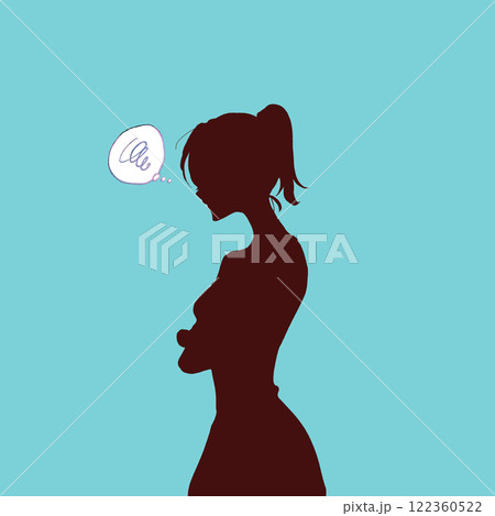 もやもやする女性 影絵 もやもやする女性 影絵 122360522