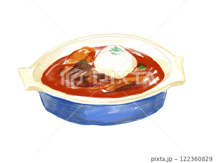 美味しそうなボルシチのリアルな水彩イラスト 美味しそうなボルシチのリアルな水彩イラスト 122360829