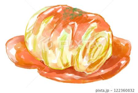 美味しそうなロールキャベツのリアルな水彩イラスト 122360832