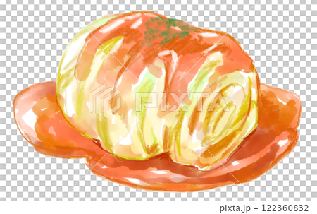 看起來美味的捲心菜捲的逼真水彩插圖 122360832