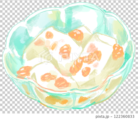 A cool watercolor illustration of delicious milk agar with mandarin oranges 122360833