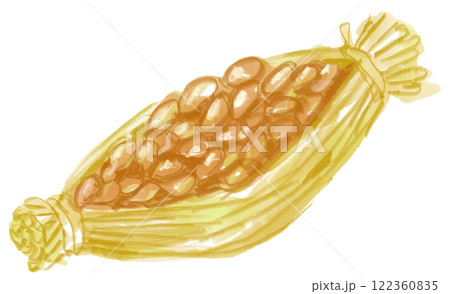 藁に入った納豆の水彩イラスト 122360835