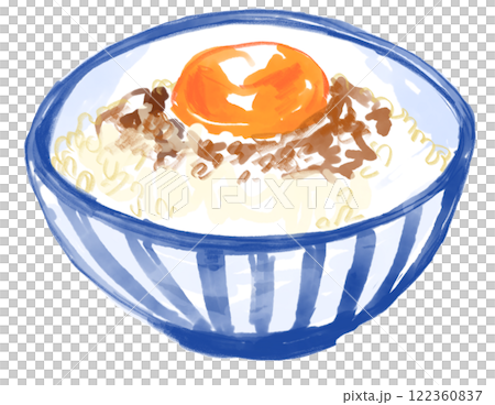 Realistic watercolor illustration of delicious rice with eggs 122360837