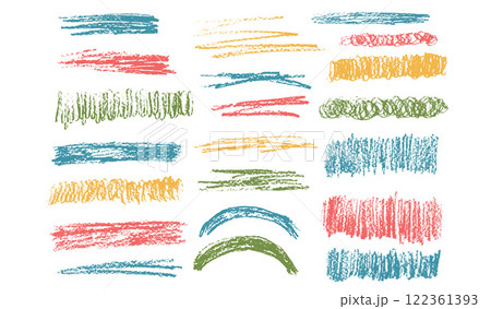 Crayon underline set. Pencil scribble lines pack. Vector hand drawn brush stroke collection illustration isolated on white background. Kids highlights handwritten shape elements. Chalk emphasis figure Crayon underline set. Pencil scribble lines pack. Vector hand drawn brush stroke collection illustration isolated on white background. Kids highlights handwritten shape elements. Chalk emphasis figure 122361393