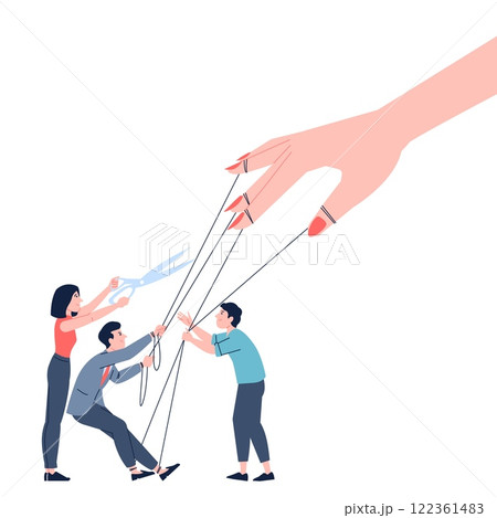 Girl manipulator. Man tied with threads to...のイラスト素材 [122361483] - PIXTA