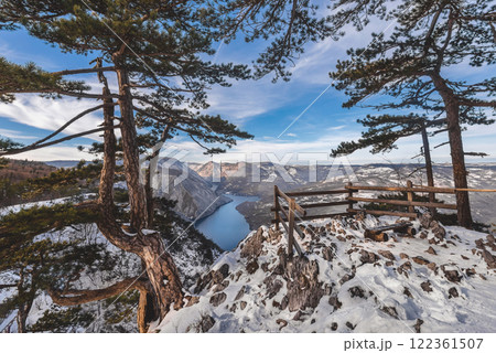 Banjska Stena Observation Deck in Winter Snow 122361507
