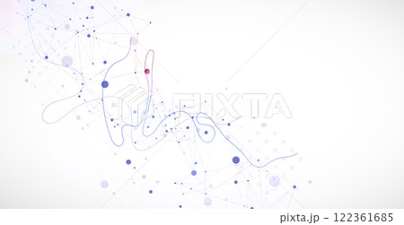Template for science or technology presentation. Plexus style background with wave art. Vector illustration. 122361685