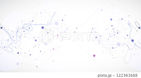 Template for science or technology presentation. Plexus style background with wave art. Vector illustration. 122361688