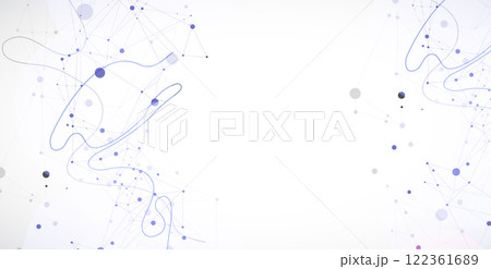 Template for science or technology presentation. Plexus style background with wave art. Vector illustration. 122361689