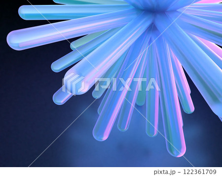 幻想的な光に照らされたクリスタルの花の3Dイラストレーション 122361709