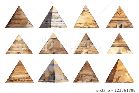 Egyptian Pyramids Vector Icons Watercolor Technique On White Ancient Egyptian Monuments Icons Historical Landmarks Vector Art Architecture Symbols 122361799