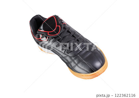 Black leather sneaker on a white background. 122362116
