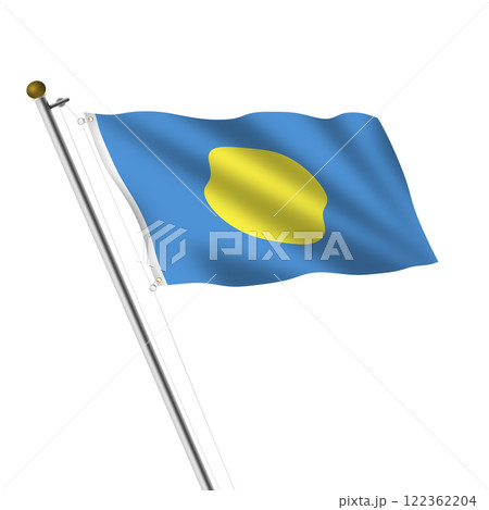 Palau flagpole 3d illustration with clipping path 122362204