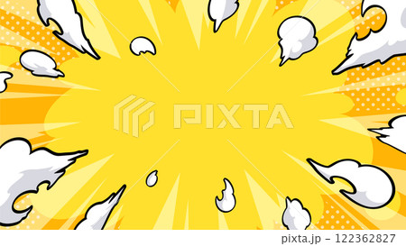 放射状に広がる煙のエフェクトの背景イラスト_黄色_16:9 放射状に広がる煙のエフェクトの背景イラスト_黄色_16:9 122362827