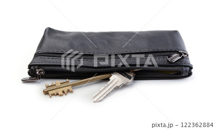 Leather key wallet isolated on white. Leather key wallet isolated on white. 122362884