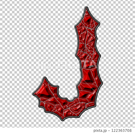 3D rendered illustration. Red cracked letter. Stony grunge font. Art lettering. 3D rendered illustration. Red cracked letter. Stony grunge font. Art lettering. 122363708