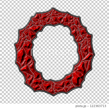 3D rendered illustration. Red cracked letter. Stony grunge font. Art lettering. 122363713