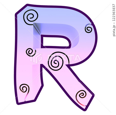 3D rendered illustration. Decorative letter with swirls. Custom art lettering. 122363837