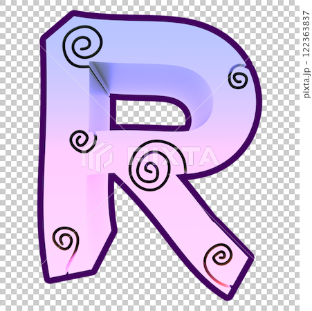 3D rendered illustration. Decorative letter with swirls. Custom art lettering. 122363837