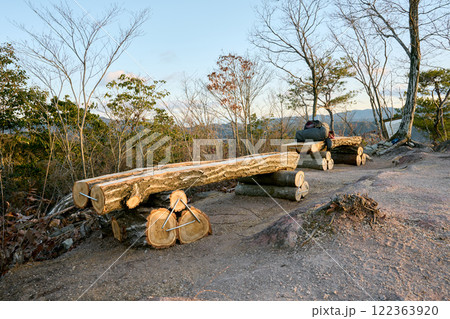 伐採した木で作られたベンチ 122363920