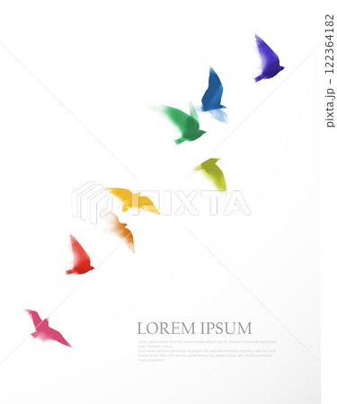 Rainbow birds in sumi-e style on a white background. Symbol of LGBTQ pride Rainbow birds in sumi-e style on a white background. Symbol of LGBTQ pride 122364182
