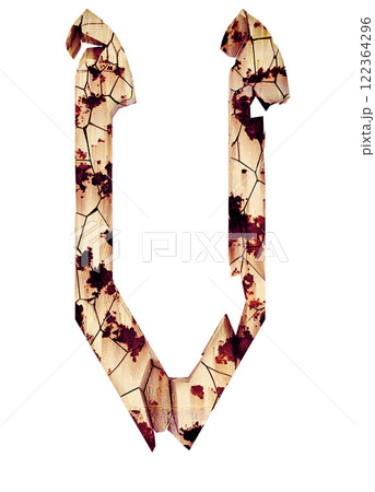 3D rendered illustration. Damaged gothic letter with cracks. Custom art lettering. 3D rendered illustration. Damaged gothic letter with cracks. Custom art lettering. 122364296