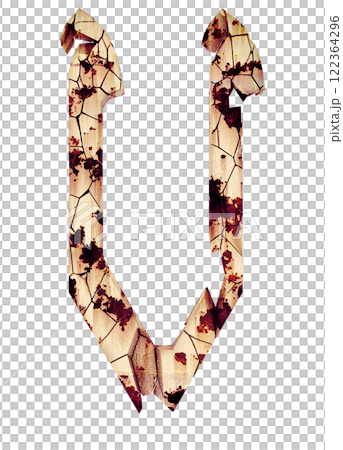 3D rendered illustration. Damaged gothic letter with cracks. Custom art lettering. 3D rendered illustration. Damaged gothic letter with cracks. Custom art lettering. 122364296