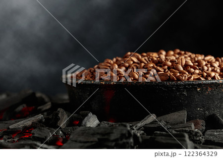 Roasting coffee beans. 122364329
