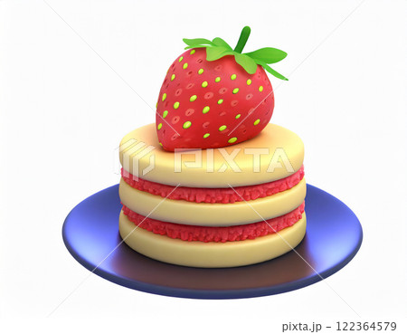 いちごの乗ったカラフルなチーズケーキ。AI生成画像。 122364579