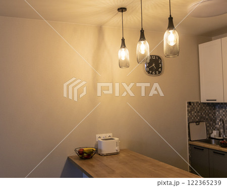 Interior design of the kitchen in the small apartment Interior design of the kitchen in the small apartment 122365239
