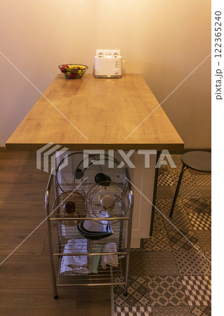 Interior design of the kitchen in the small apartment 122365240