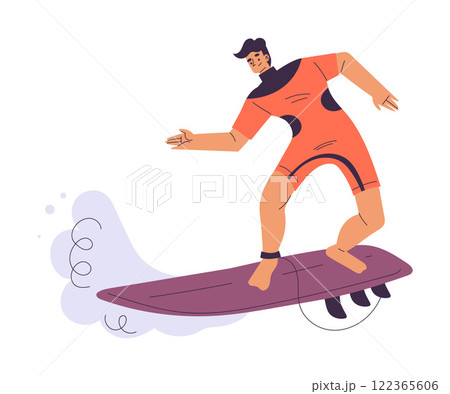 Man Surfer Character with Surfboard Ride Ocean Wave Vector Illustration Man Surfer Character with Surfboard Ride Ocean Wave Vector Illustration 122365606