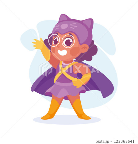 Happy Girl Superhero Wearing Colorful Costume Vector Illustration 122365641