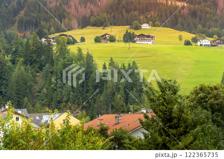 Ortisei, Italy street, Mont Seuc cable car cabins 122365735