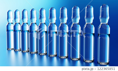 medical glass ampoules on a blue background. 3D illustration. medicine and health 122365851